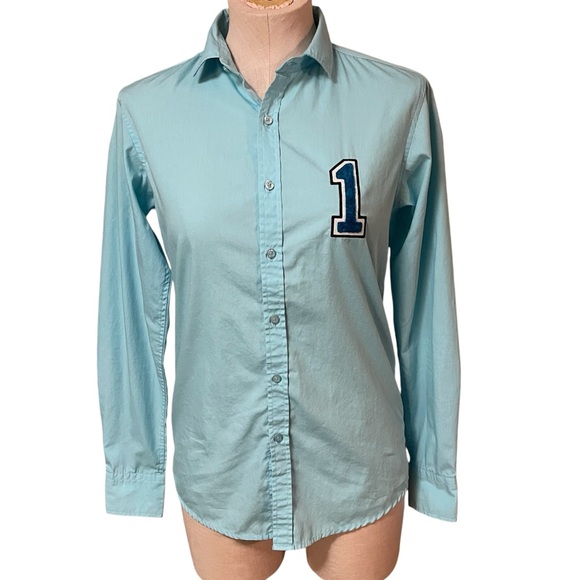 PENSHOPPE Blue Button Down Shirt with 1 Design - Picture 1 of 8